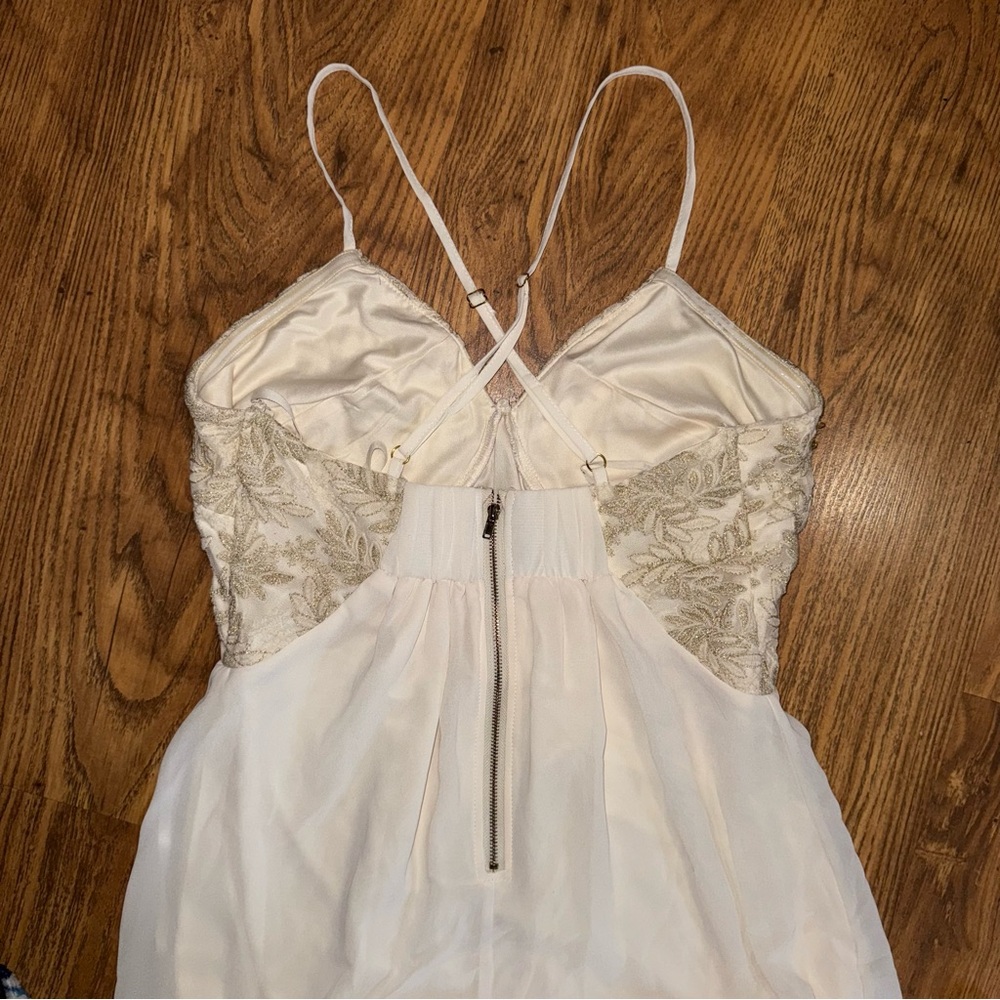 Soiėblu Cream White Lace Chemise with Spaghetti Straps maxi formal gown - Picture 3 of 4